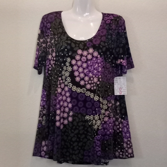 LulaRoe Floral Print Perfect T Tunic Top - Picture 4 of 14